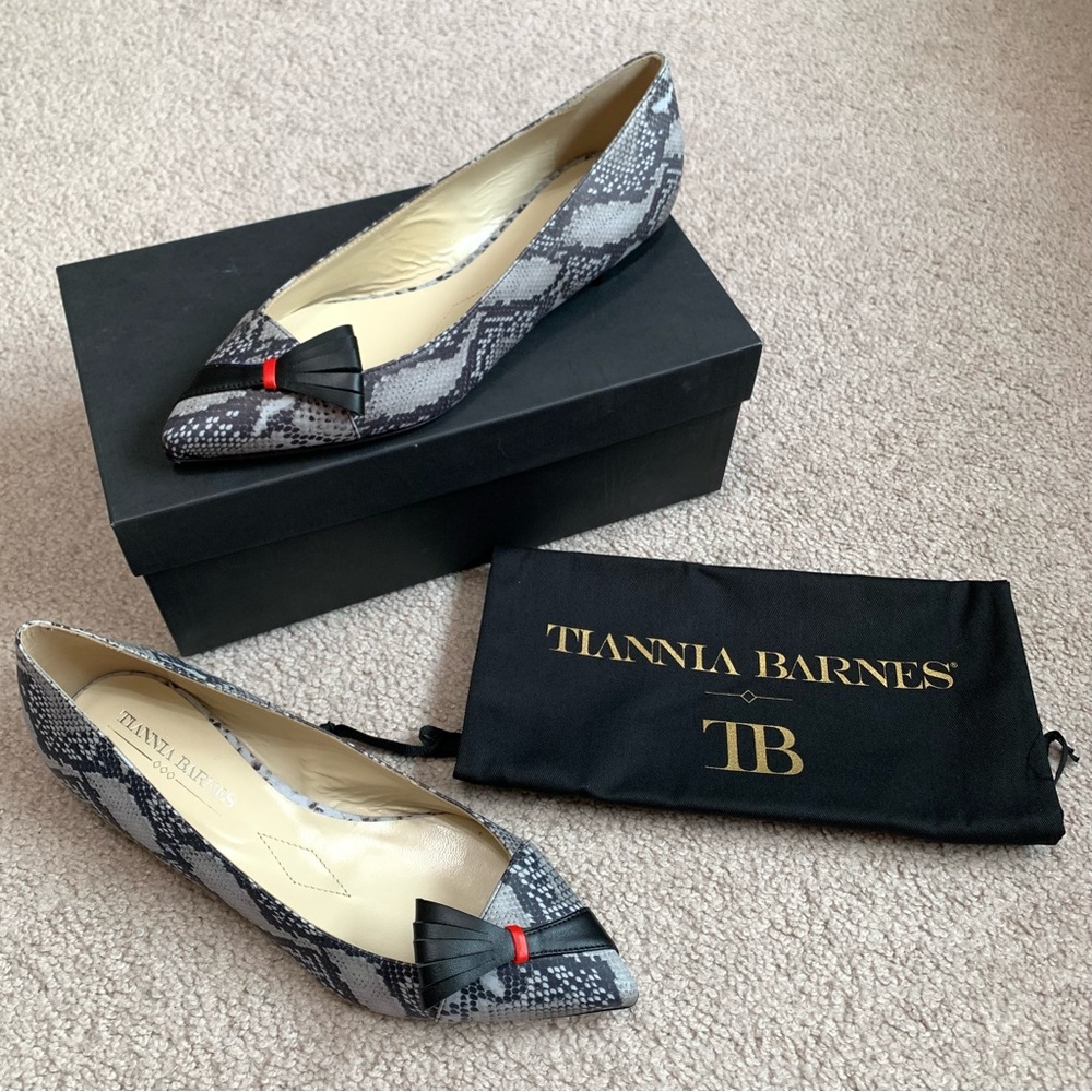 Tiannia Barnes Lady O Snake Print Leather Ballet Flats $325 Women’s Size 41/10.5